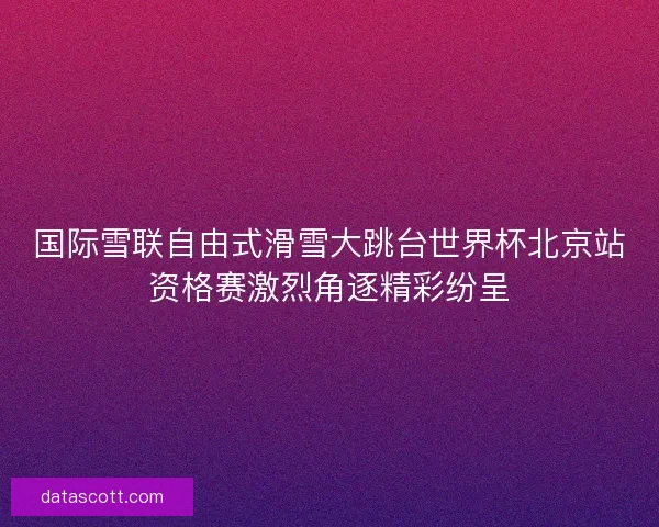 国际雪联自由式滑雪大跳台世界杯北京站资格赛激烈角逐精彩纷呈