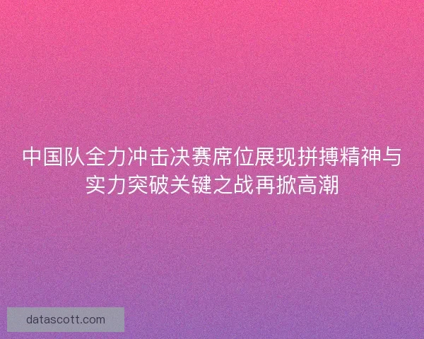 中国队全力冲击决赛席位展现拼搏精神与实力突破关键之战再掀高潮